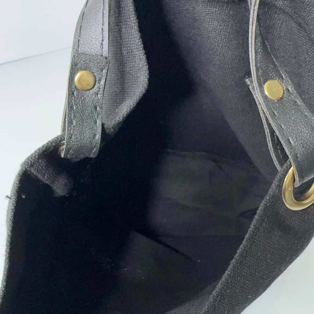 Le Marche de Whiterm Paris Black Canvas Shoulder Bag Crossbody Market Tote Luxe